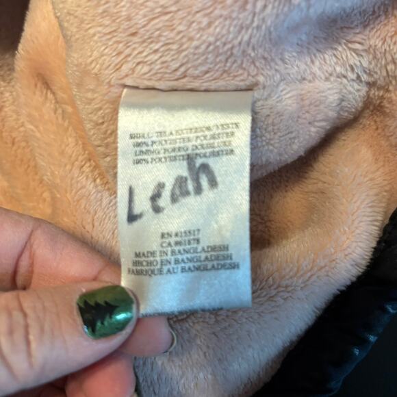 Penelope Mack Girls 7 Black Leopard Print Hooded Jacket Fleece Lined Winter Coat - Picture 3 of 4